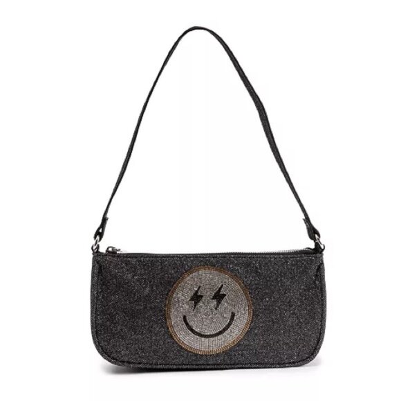 NWT SKINNY DIP LONDON Amber SMILE Emoji Rhinestone-Embellished Shoulder Bag - Picture 2 of 16